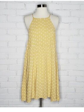 Mossimo Supply Co. Yellow Floral Halter Swing Mini Dress
